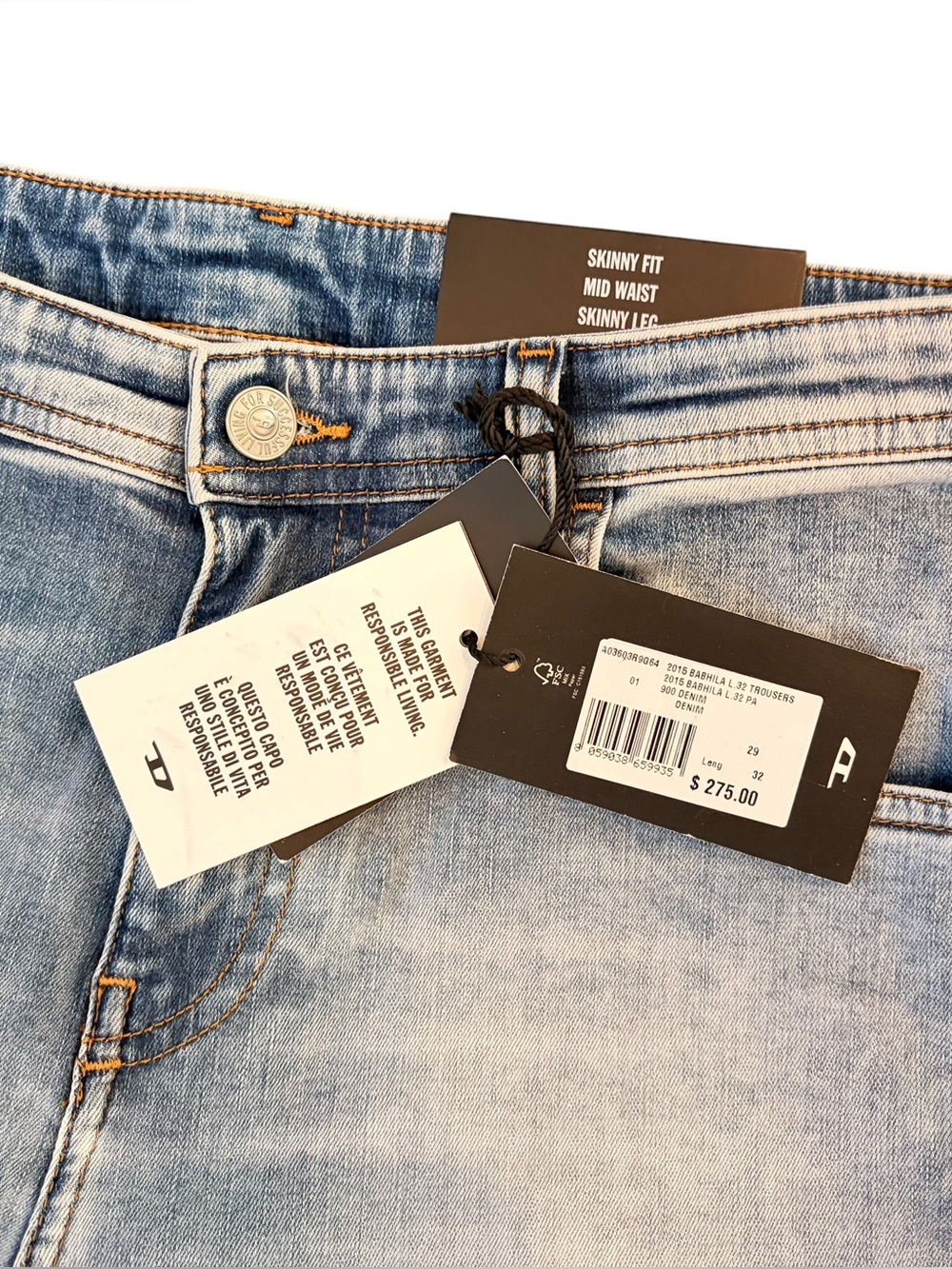DIESEL 2015 BABHILA L.32' SKINNY JEANS Size 29 - Picture 5 of 5